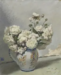 WHITE ROSES by Rupert Bunny, oil on canvas, sold May 2013