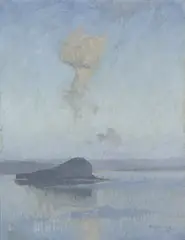 LION ISLAND 1920 by Elioth Gruner, 1920, oil on composition board, sold May 2013