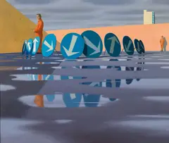Jeffrey Smart, REFLECTED ARROWS (1974), 1974, oil on canvas