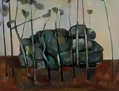 ROCKS (1957-1958) by Fred Williams, 1957-1958, oil on composition board, sold Nov 2012