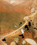 THE VALLEY AT DUSK (1983) by Brett Whiteley, 1983, tempera and oil with applied stone and plaster on composition board, offered Nov 2012