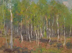 E. Phillips Fox, SAPLING FOREST, oil on canvas on board