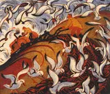 Sybil Andrews, WINGS (1979), 1979, color linocut
