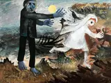 Arthur Boyd, BRIDE RUNNING AWAY (1957), 1957, oil and tempera on composition board
