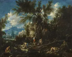 Antonio Francesco Peruzzini, Landschaft mit Figurenstaffage, Um 1698-1702, Öl auf Leinwand