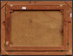 Karl Hauptmann, Winterlich verschneite Schwarzwaldgehöfte, Technik: Öl auf Leinwand