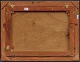 Karl Hauptmann, Winterlich verschneite Schwarzwaldgehöfte, Technik: Öl auf Leinwand