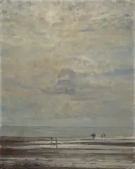 Max Clarenbach, Am Nordseestrand, Technik: Öl auf Papier