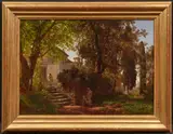Oswald Achenbach, Im Park des Castel Gandolfo, Technik: Öl auf Leinwand
