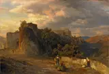 Oswald Achenbach, Italienische Landschaft im Abendlicht