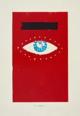 Thomas Schütte, "Sei wachsam!", 1988, Farblinolschnitt auf festem Papier