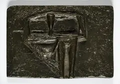 Kurt Lehmann, Hockender Mann, 1960, Eisenguss bronzefarben brüniert