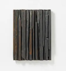 Vic Gentils, Auktion 329, Los 748, 1961, Mischtechnik (Holz, Farbe, Nägel, Malkarton/Spanplatte)