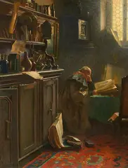 Der Gelehrte im Studierzimmer by Carl Maria Seyppel, Öl auf Leinwand, sold Jan 2015