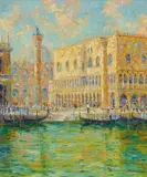 Rudolf Andree, Venedigansicht mit Dogenpalast, Öl auf Leinwand