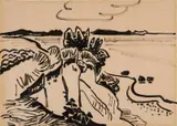 Auktion 329, Los 125 by Karl Schmidt-Rottluff, 1958, Tuschpinsel auf SCHOELLER DUREX (Trockenstempel), sold Nov 2013