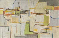 "Das Dorf" by Karl Fred Dahmen, 1953, Öl auf Leinwand, sold Jun 2023