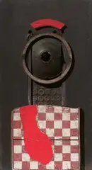 "Das Auge" by Karl Fred Dahmen, 1965, Montagebild mit Schachbrett und Scheinwerfer, sold Nov 2022
