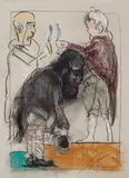 Alfred Hrdlicka, Auktion 329, Los 298, 1984, Pastell auf gräulichem C. M. FABRIANO ROMA (Wasserzeichen)