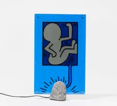 Auktion 329, Los 759 by Keith Haring, 1988, Siebdruck auf Plexiglasscheibe zwischen Glas, sold Nov 2013