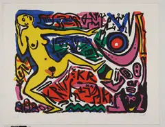 Auktion 329, Los 862 by A. R. Penck, Farblithographie auf ARCHES FRANCE (Wasserzeichen), sold Nov 2013