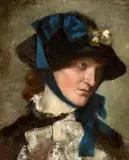 Gustave Courbet, Porträt einer Dame mit Hut und blauer Schleife