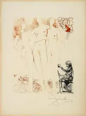 Das Urteil des Paris by Salvador Dalí, Farbige Heliogravure, Radierung und Kaltnadel auf ARCHES FRANCE (Wasserzeichen), sold Nov 2014
