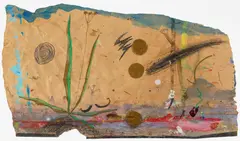 Ohne Titel by Michael Buthe, Mischtechnik auf braunem Packpapier, sold Nov 2014