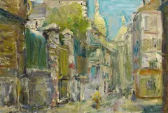 Albert Feser, Stadtansicht (Paris), Öl auf Hartfaserplatte