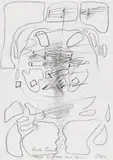 Dieter Roth, Selbst für Kicherer, Bleistift auf festem Papier (Faltspuren)