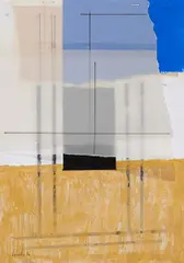 Pedro Cabrita Reis, Auktion 329, Los 886, 1996, Papiercollage (mit zwei Heftklammern sowie Tesafilmstreifen befestigt), Acrylgold, Gouache, Tusche und Bleistift auf Papier