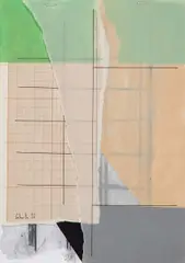 Pedro Cabrita Reis, Auktion 329, Los 887, 1996, Papiercollage (mit zwei Heftklammern befestigt) Acrylgold, Gouache, Tusche, Bleistift auf Papier