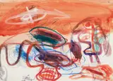 Walter Stöhrer, Auktion 329, Los 430, 1962, Mischtechnik (Gouache, Farbkreiden, Kugelschreiber) auf SCHOELLER TURM (Trockenstempel)