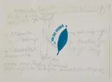 Auktion 329, Los 216 by Joseph Beuys, Ca. 1979-1983, Handschriftlicher Text mit kommentierender Zeichnung (Bleistift) und Stempel (grün): "Wählt die Grünen" auf leichtem Kar, sold Nov 2013