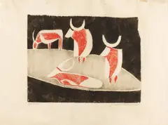 Weide XXVII by Ewald Mataré, Farbholzschnitt auf dünnem Japan, sold Nov 2015