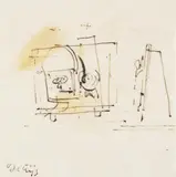 Ohne Titel (zu: "SäFG - SäUG") by Joseph Beuys, Sepiazeichnung auf Serviettenpapier, sold Nov 2015