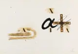 Antoni Tàpies, Ohne Titel, Farblithografie und Prägedruck auf Karton