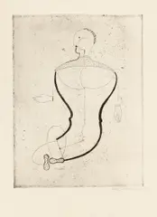 Oskar Schlemmer, Abstrakte Figur, nach links (Figur "S"), Radierung auf Velin