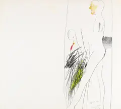 David Hockney, "helpless boy", Farbstifte auf leichtem Karton