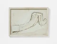 Franz Bernhard, Ohne Titel, Mischtechnik (Collage, Zeichnung) auf Spanplatte in Künstlerrahmen