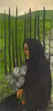 Wilhelm Schmurr, Alte Frau / Bäuerin mit Blume, Öl auf Leinwand