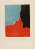 Serge Poliakoff, Composition rouge, grise et noire, Farbradierung auf BFK Rives