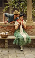 Eugen von Blaas, Venezianisches Liebespaar, Öl auf Leinwand