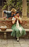Eugen von Blaas, Venezianisches Liebespaar, Öl auf Leinwand