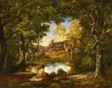 "Baigneuse en sous-bois" by Narcisse Virgile Diaz De La Peña, Öl auf Holz, sold Nov 2014