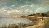 Adolphe Appian, Küstenlandschaft mit Staffage, Öl auf Leinwand