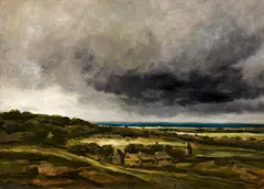 Küstenlandschaft bei Gewitter by Georges Michel, Öl auf Leinwand, sold Nov 2014