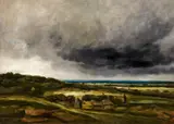 Georges Michel, Küstenlandschaft bei Gewitter, Öl auf Leinwand