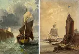 Jules Achille Noël, Zwei Marinen, Jeweils Öl auf Holz