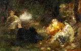 Adolphe Joseph Thomas Monticelli, Picknick im Park, Öl auf Holz